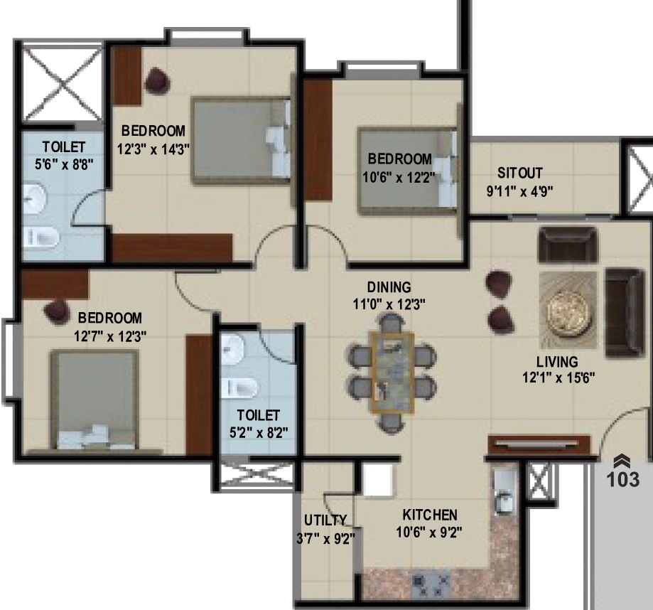 3 BHK Flat in Corporate Leisure Sun City Gloria in Sarjapur, Bangalore - Image 872489