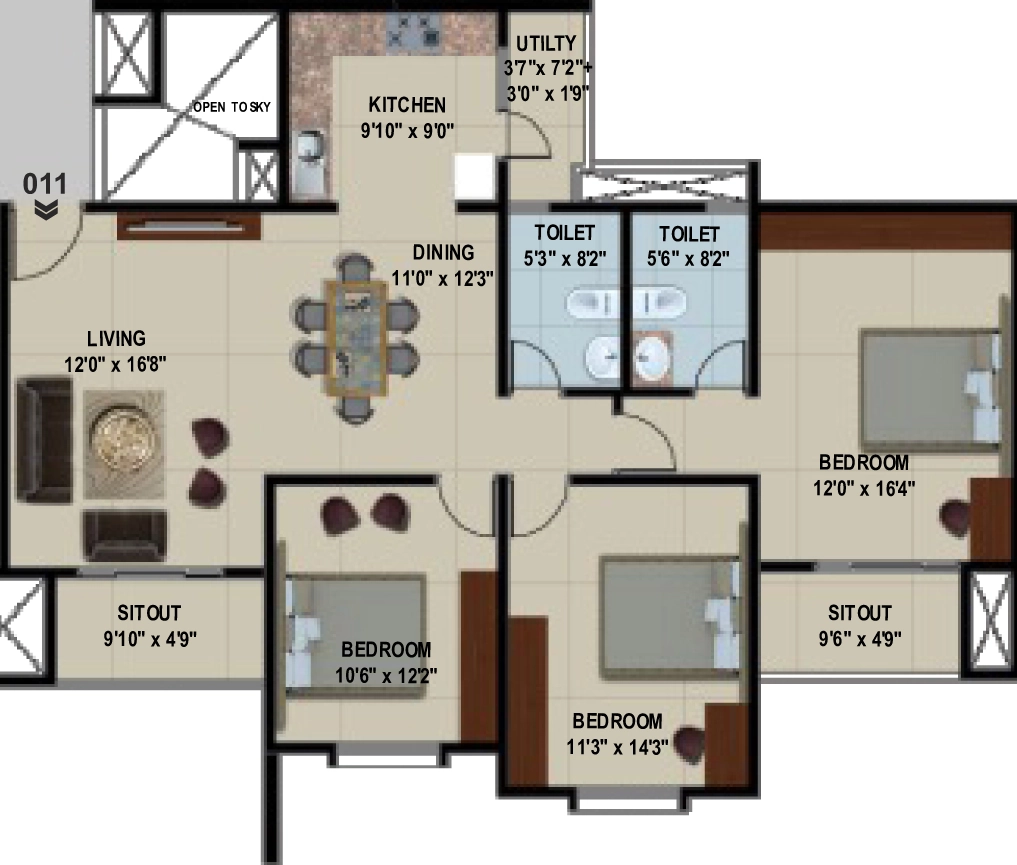 3 BHK Flat in Corporate Leisure Sun City Gloria in Sarjapur, Bangalore - Image 872490
