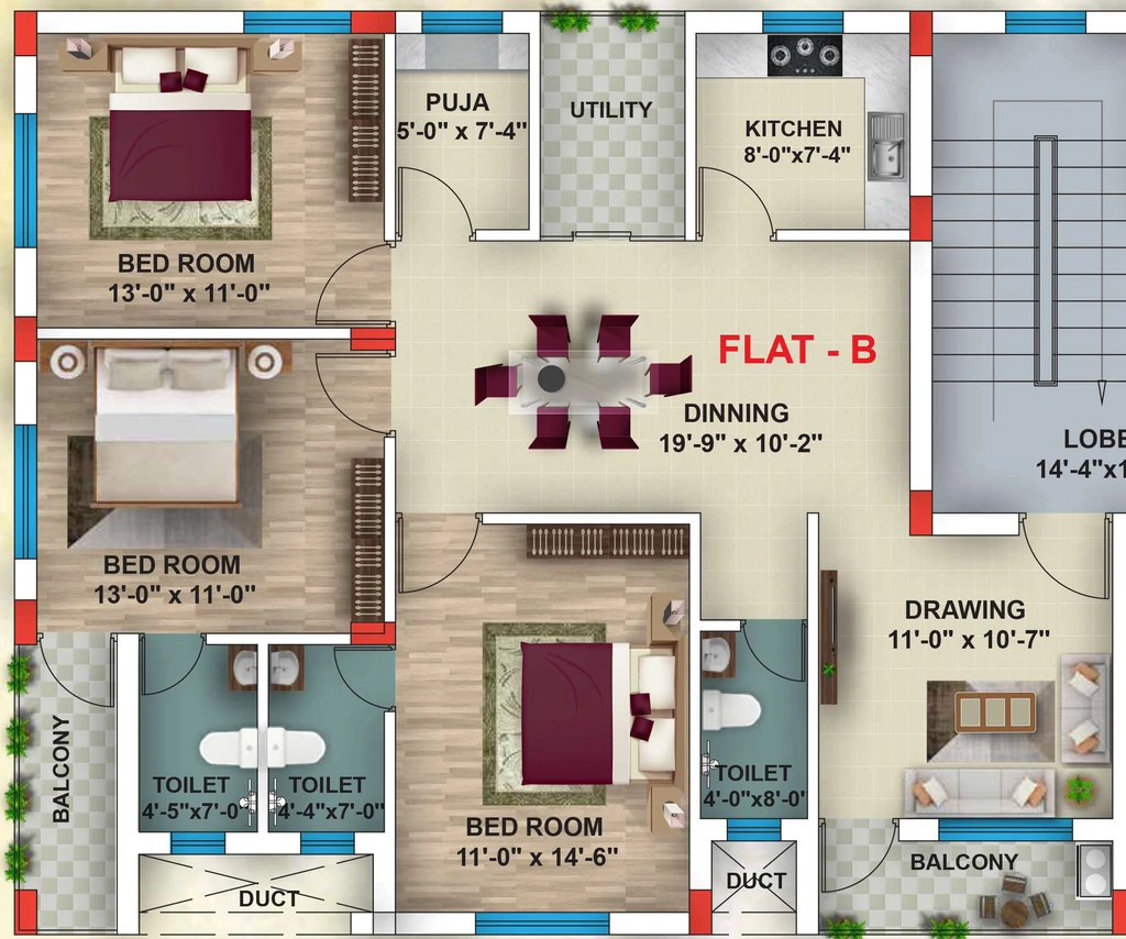 3 BHK Flat in Rainbow Om Astha in Jharapada, Bhubaneswar - Image 873664