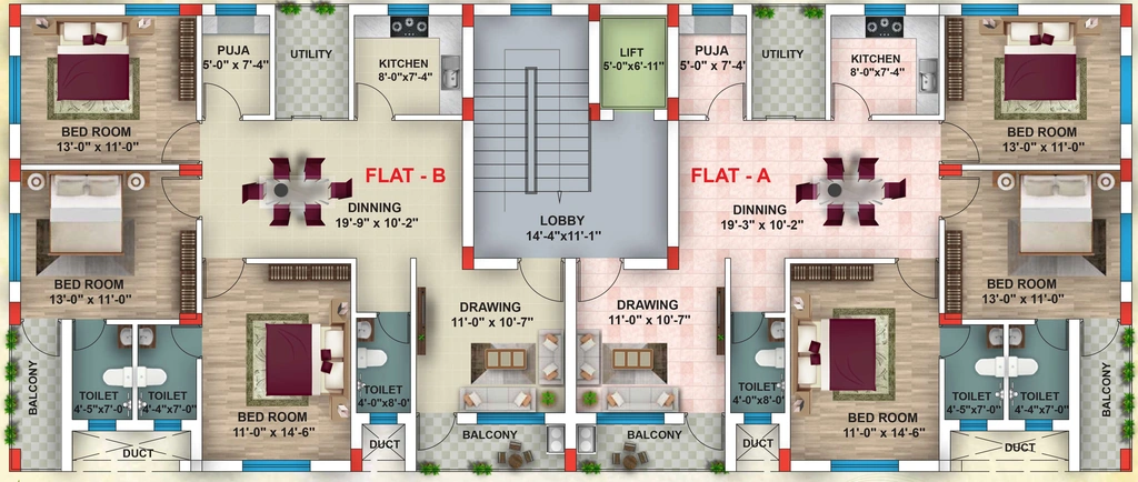 Floor Plan of Rainbow Om Astha in Jharapada, Bhubaneswar - Image 324618