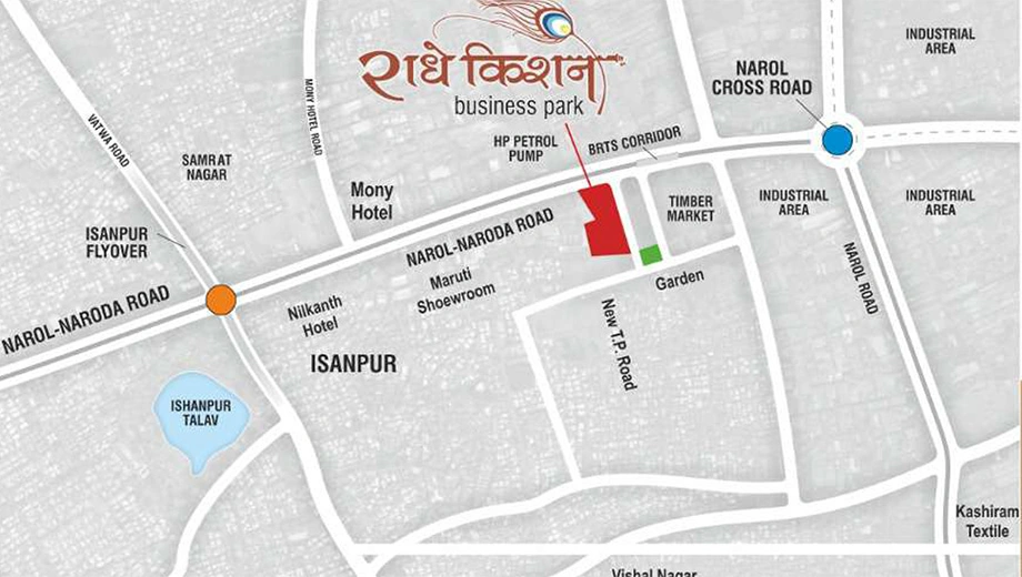 Location of Harvi Radhe Kishan Business Park in Isanpur, Ahmedabad - Image 325170