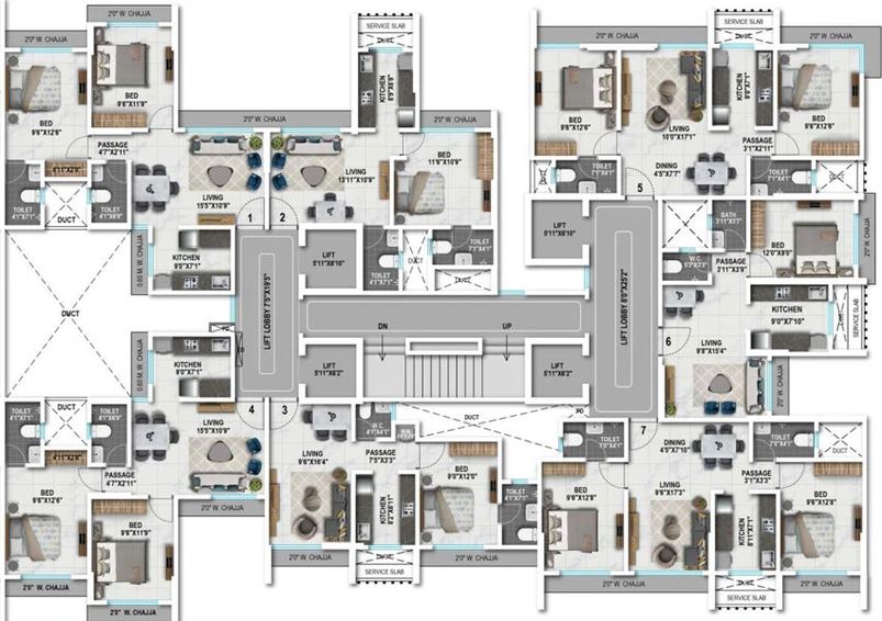Floor Plan of Romell Amore in Andheri East, Mumbai - Image 35858