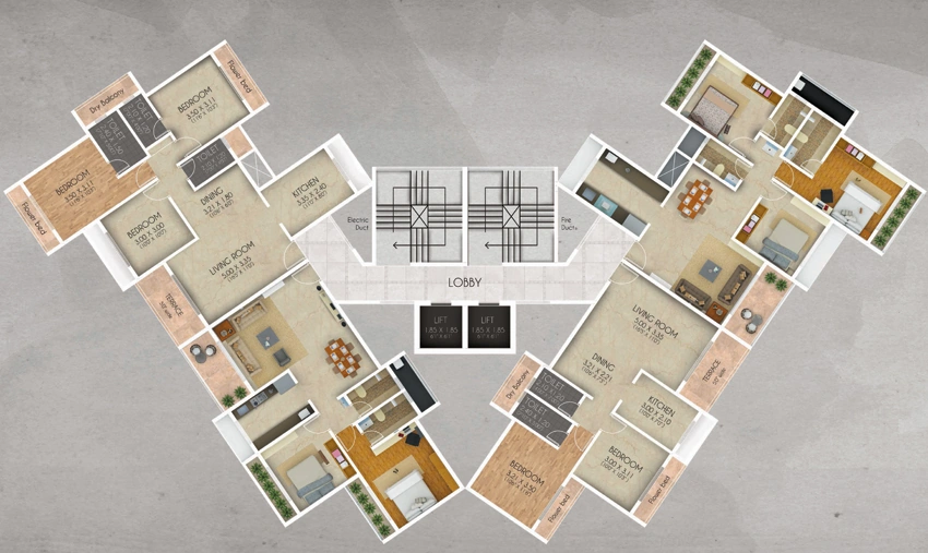 Floor Plan of Archstone Infinity Tower in Kopar Khairane, Navi Mumbai - Image 325680