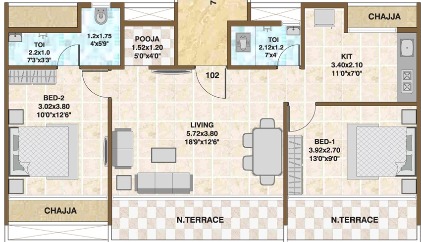 2 BHK Flat in Neelkanth Sanvi Swarup in Ulwe, Navi Mumbai - Image 874623