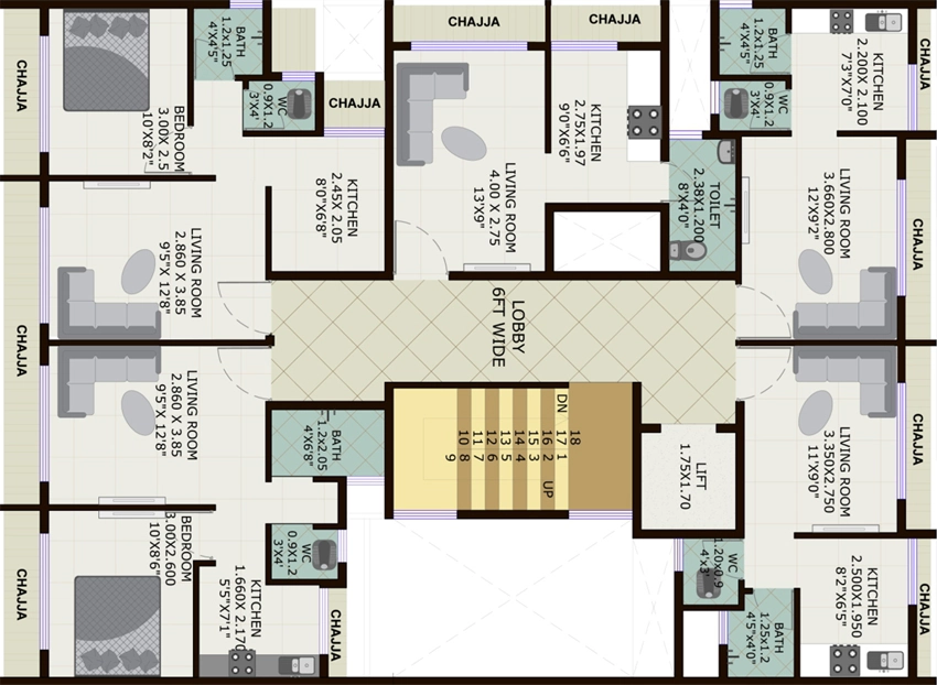 Floor Plan of Sai Ashtavinayak Residency in Vadghar, Navi Mumbai - Image 325862