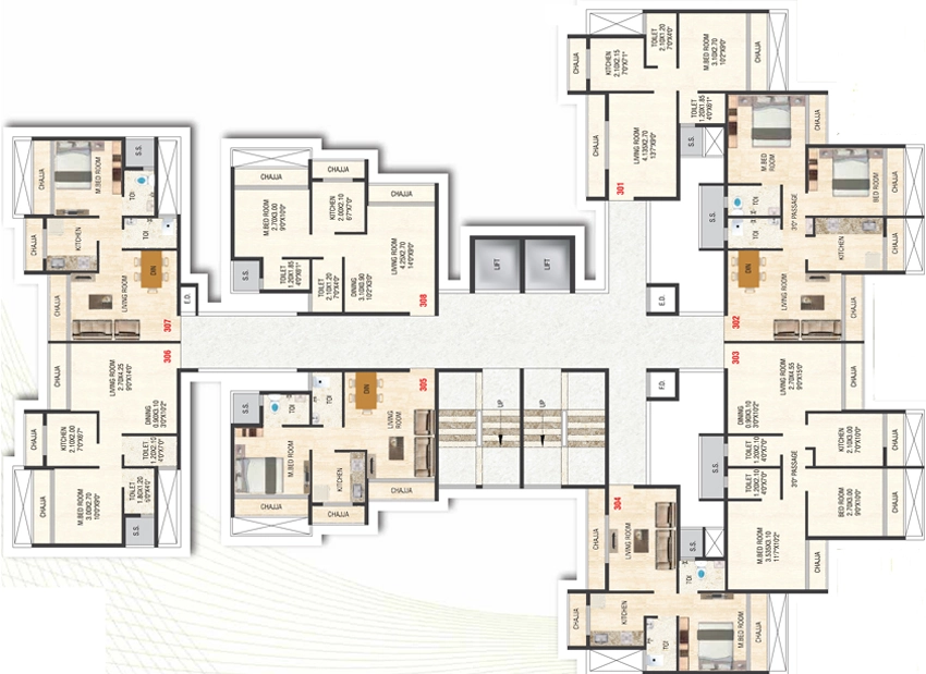 Floor Plan of Rio Heights in Taloja, Navi Mumbai - Image 325880