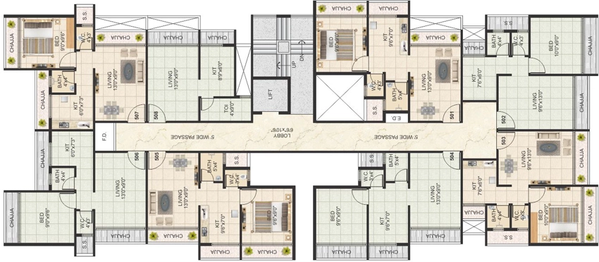 Floor Plan of Hariom Crystal in Dronagiri, Navi Mumbai - Image 325888