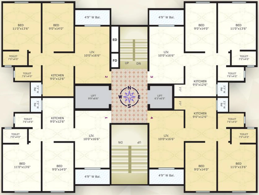 Floor Plan of Pratik Anupam Tower in Virar West, Palghar - Image 326019