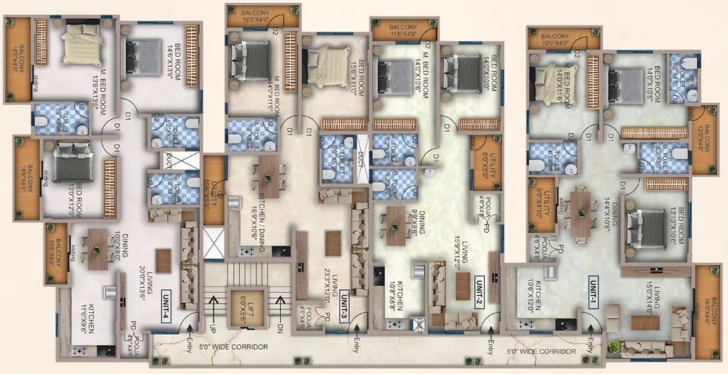 Floor Plan of Sri Nanjundeshwara Residency in Kengeri, Bangalore - Image 326906