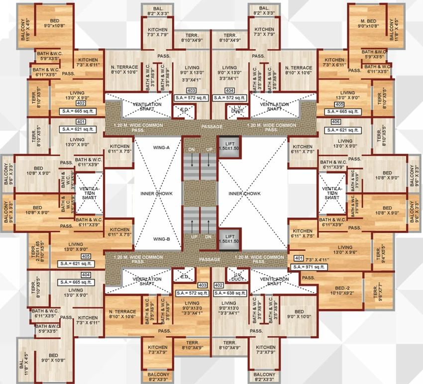 Floor Plan of Honesty Panchashil Complex in Panvel, Navi Mumbai - Image 327431