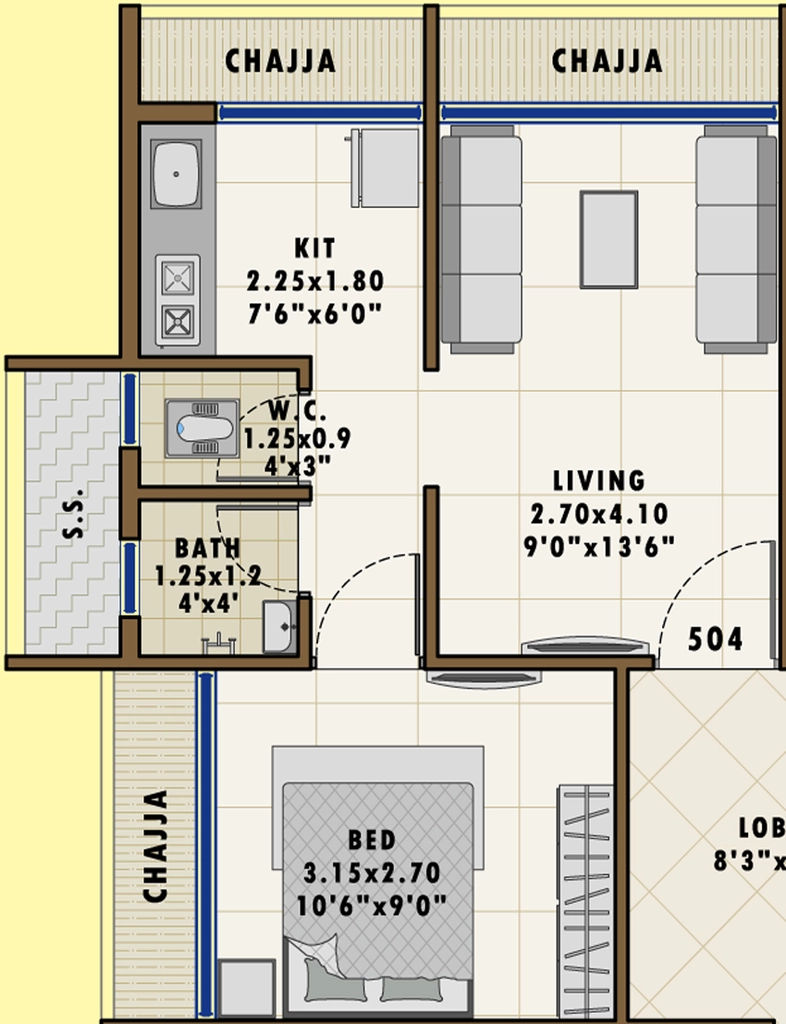 1 BHK Flat in Hezal Om Shiv Sai in Ulwe, Navi Mumbai - Image 875656