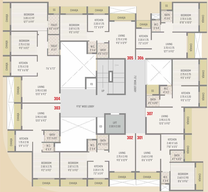 Floor Plan of Shubh Dream Corner in Karanjade, Navi Mumbai - Image 327723