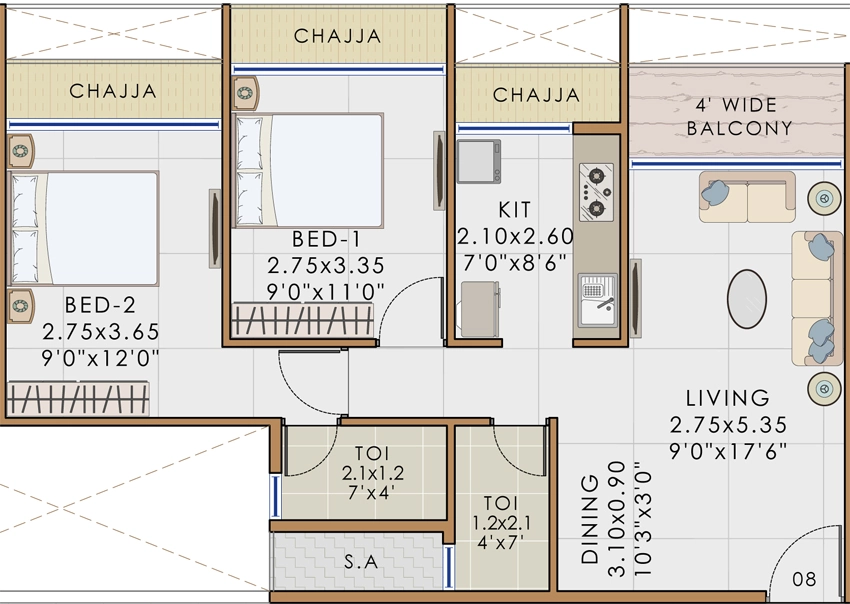 2 BHK Flat in Bhaveshwar Vista in Kamothe, Navi Mumbai - Image 876188