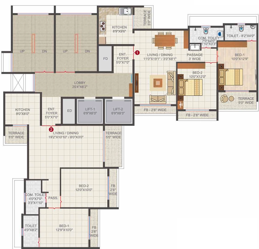 Floor Plan of Hi Tech Luxus Tower in Kharghar, Navi Mumbai - Image 328502