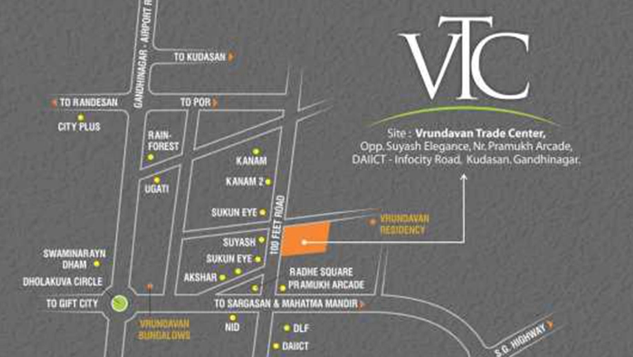 Location of Jay Vrundavan Trade Center in Kudasan, Gandhinagar - Image 328618
