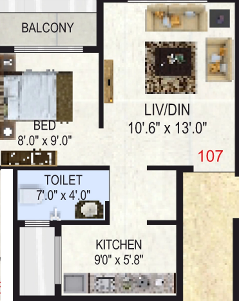 1 BHK Flat in Raj Jai Somnath Apartment in Kopar Khairane, Navi Mumbai - Image 876326