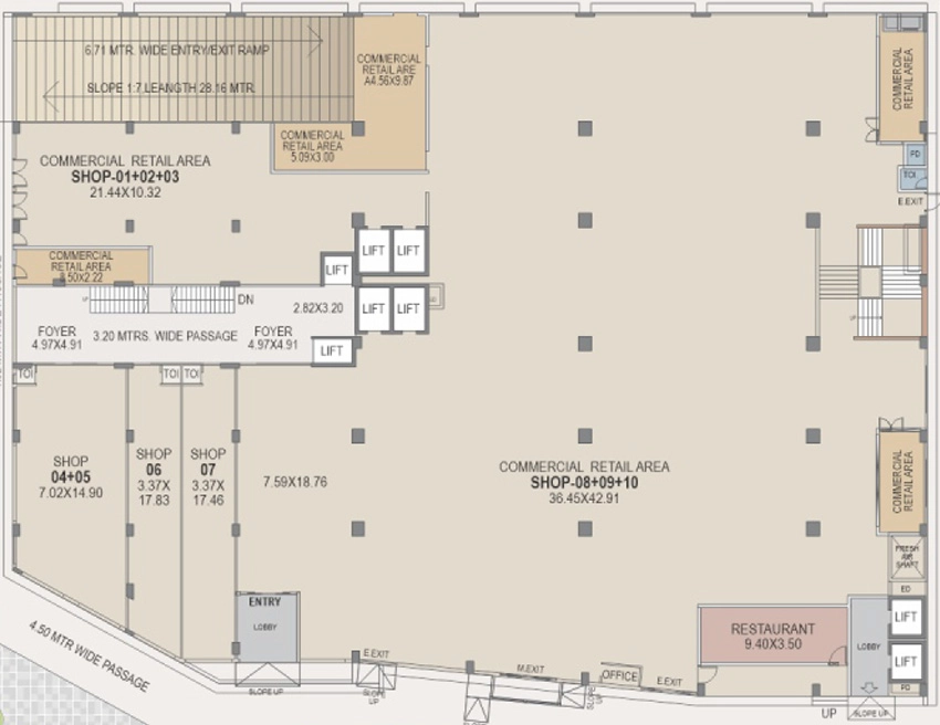 Floor Plan of Pramukh Anand Mall in Randesan, Gandhinagar - Image 328800