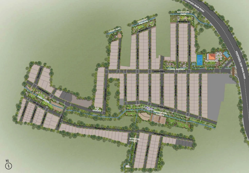 Master Plan of Adarsh Garden Estate in Gattahalli, Bangalore - Image 328877