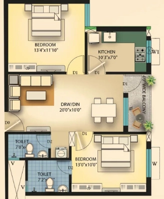 2 BHK Flat in Sanjita Sradha Aangan in Balianta, Bhubaneswar - Image 876978