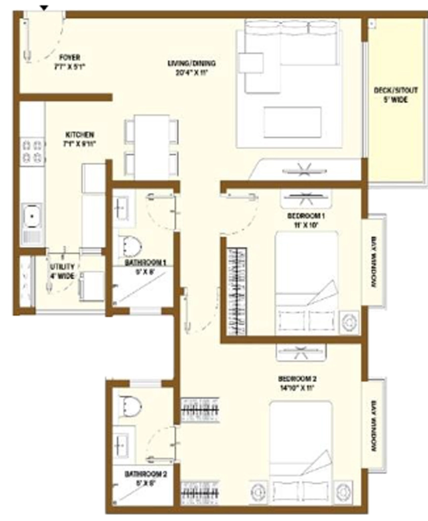 2 BHK Flat in Bhartiya Nikoo Homes 6 in Kogilu, Bangalore - Image 877141