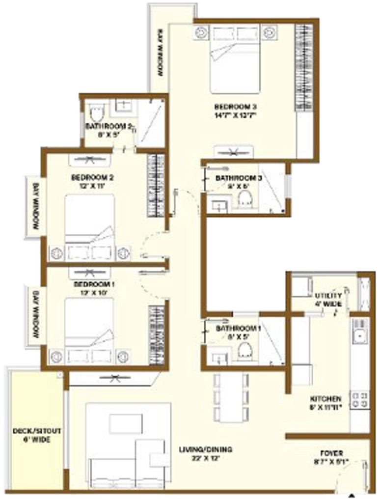 3 BHK Flat in Bhartiya Nikoo Homes 6 in Kogilu, Bangalore - Image 877142