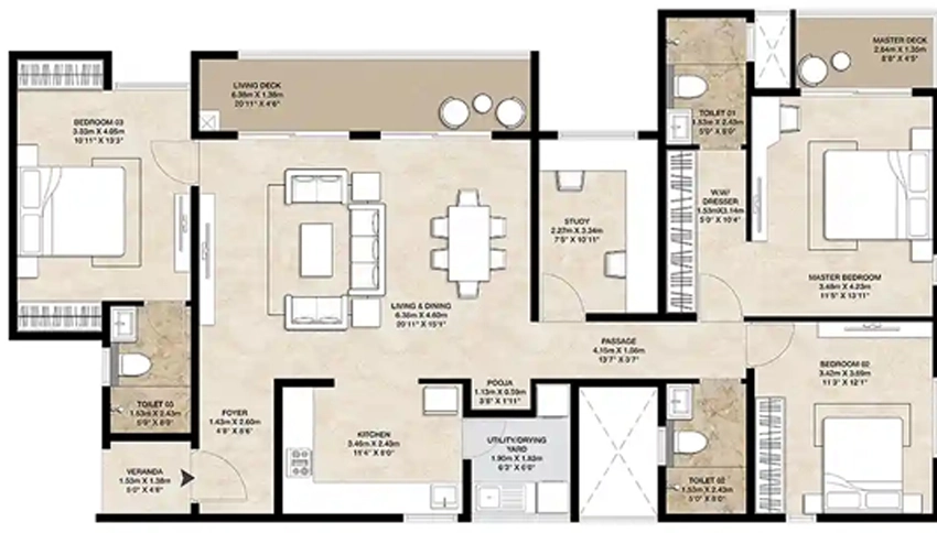 3.5 BHK Flat in Mahindra NewHaven in Hosur Road, Bangalore - Image 877153
