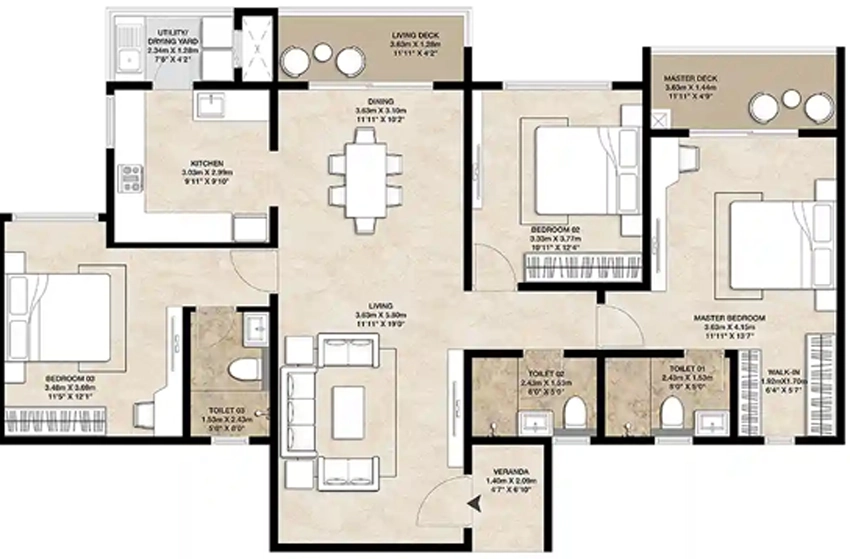 3 BHK Flat in Mahindra NewHaven in Hosur Road, Bangalore - Image 877152