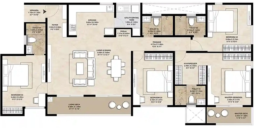 4 BHK Flat in Mahindra NewHaven in Hosur Road, Bangalore - Image 877154