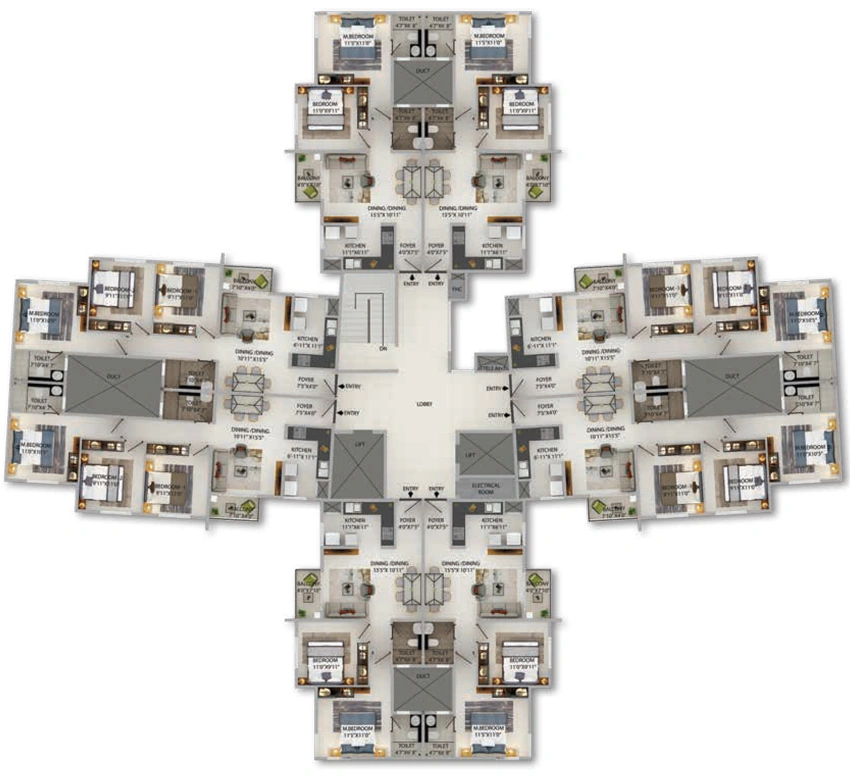 Floor Plan of Provident Sunworth City in Mysore Road, Bangalore - Image 329959