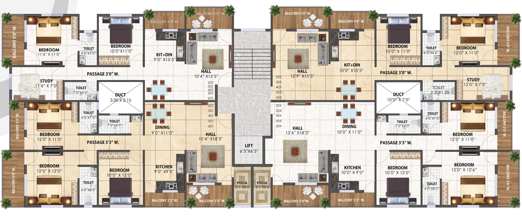 Floor Plan of Palaj Heights in Kamatwade, Nashik - Image 330221