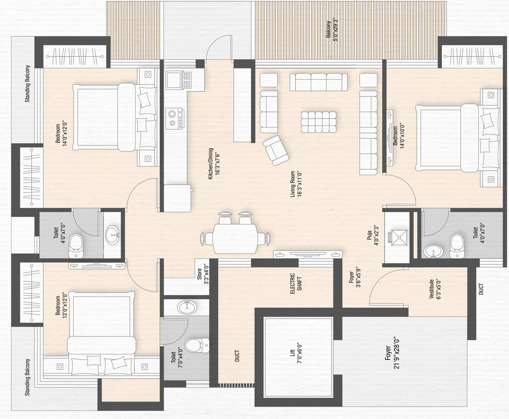 3 BHK Flat in Sunrise Park in Ghanteshwer, Rajkot - Image 927626