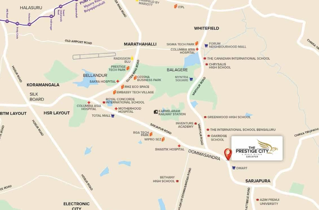 Location of Prestige Great Acres in Sarjapur Road, Bangalore - Image 330386