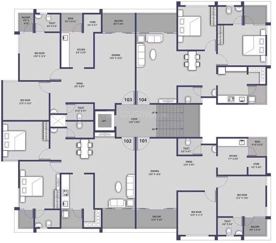 Floor Plan of ICB FLora - Residential in Gota, Ahmedabad - Image 330402