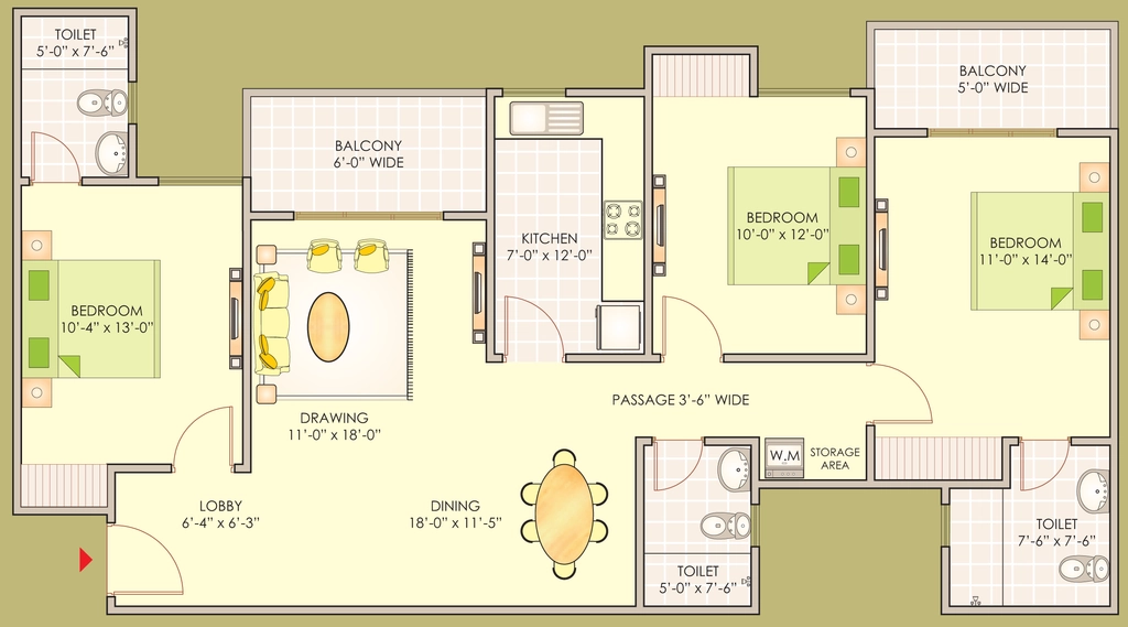 3 BHK Flat in Ashiana Greens in Indirapuram, Ghaziabad - Image 877776