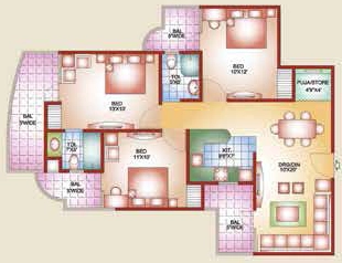 3 BHK Flat in K M Residency in Raj Nagar Extension, Ghaziabad - Image 877781