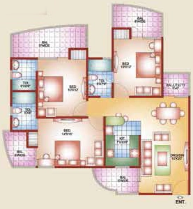 3 BHK Flat in K M Residency in Raj Nagar Extension, Ghaziabad - Image 877782