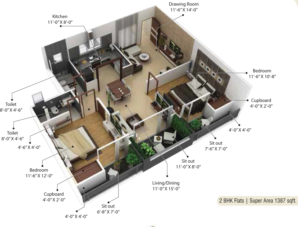 2 BHK Flat in Agrawal Sagar Life Style Towers in Bawadiya Kalan, Bhopal - Image 878157