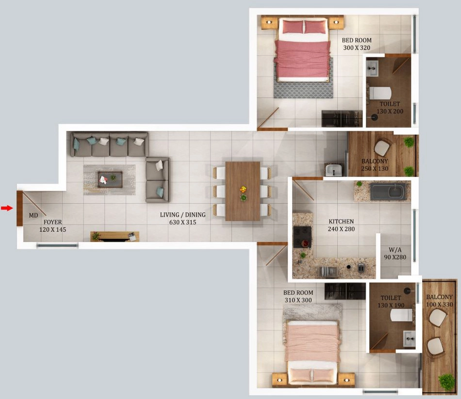 2 BHK Flat in Dream Flower Aurelius in Edappally, Kochi - Image 878255