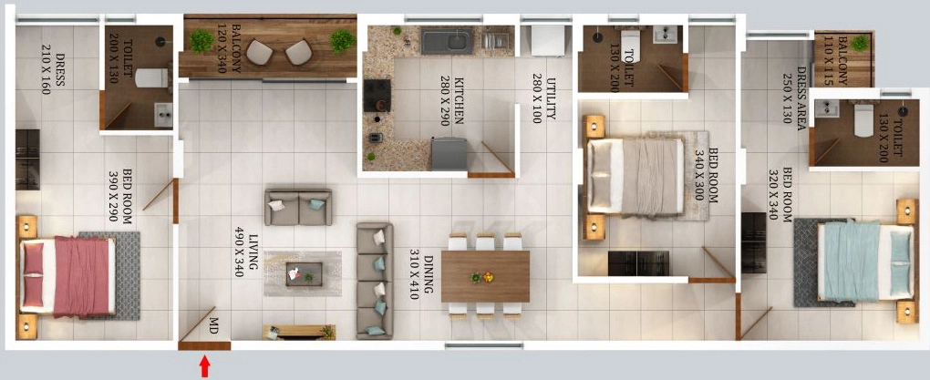 3 BHK Flat in Dream Flower Aurelius in Edappally, Kochi - Image 878257