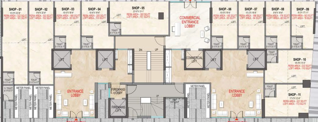 Floor Plan of Empire Qube in Dahisar East, Mumbai - Image 332003