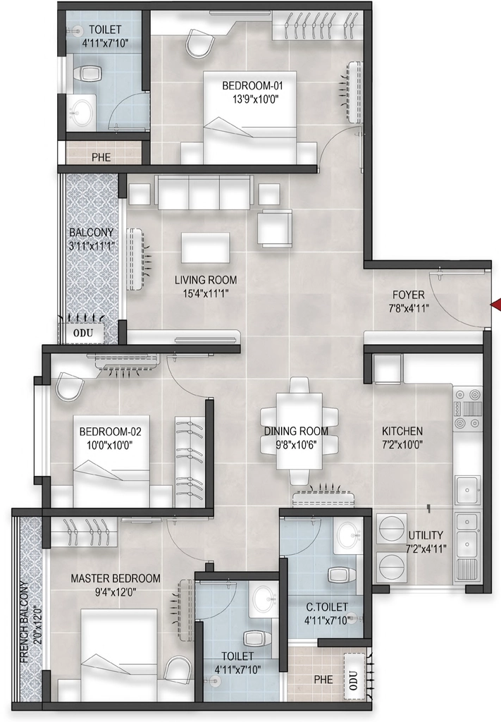 3 BHK Flat in Bren Avaana in Kanakapura, Bangalore - Image 878297