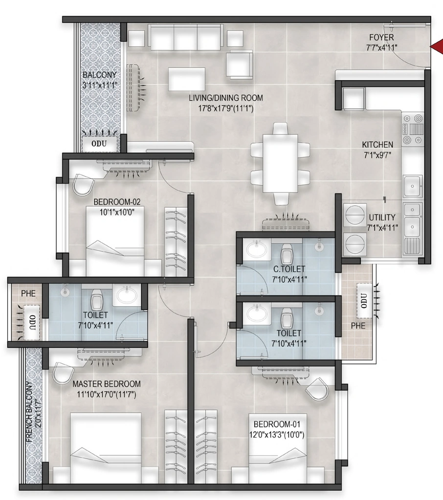 3 BHK Flat in Bren Avaana in Kanakapura, Bangalore - Image 878298