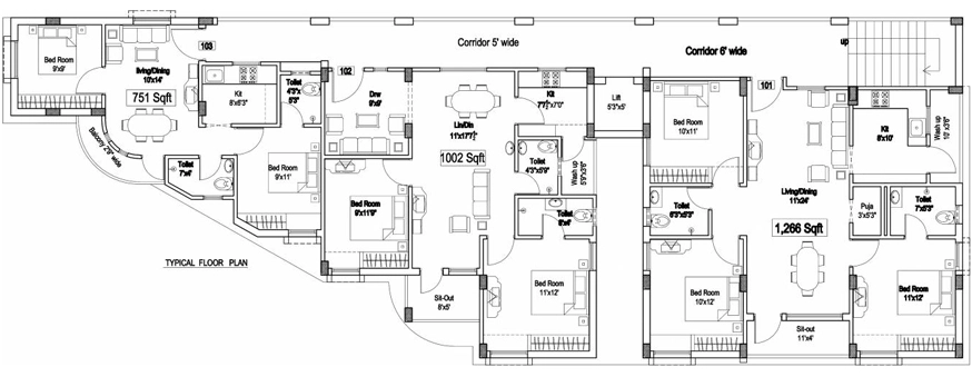 Floor Plan of Space Time Rain Drops in Sainikpuri, Hyderabad - Image 332453