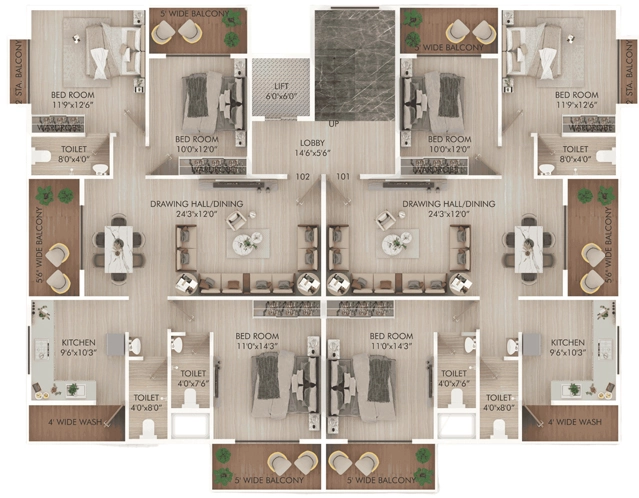 Floor Plan of Dhwani Park View in Nandanvan, Nagpur - Image 332861