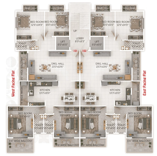 Floor Plan of Krishna Kamal Dhwani Creation in Gorepeth, Nagpur - Image 332870