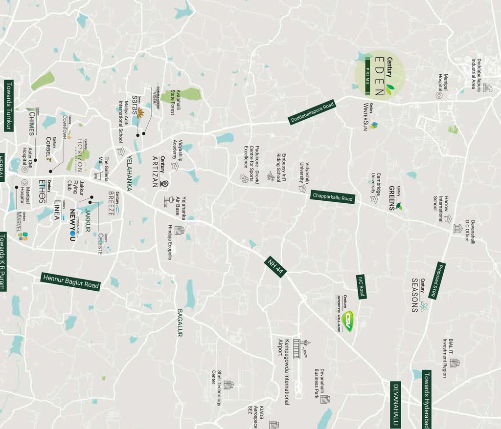 Location of Century Eden Phase 2 in Doddaballapur, Bangalore - Image 333377