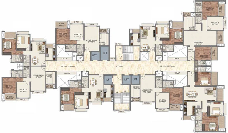 Floor Plan of Paradise Sai World Dreams in Dombivli, Thane - Image 23251