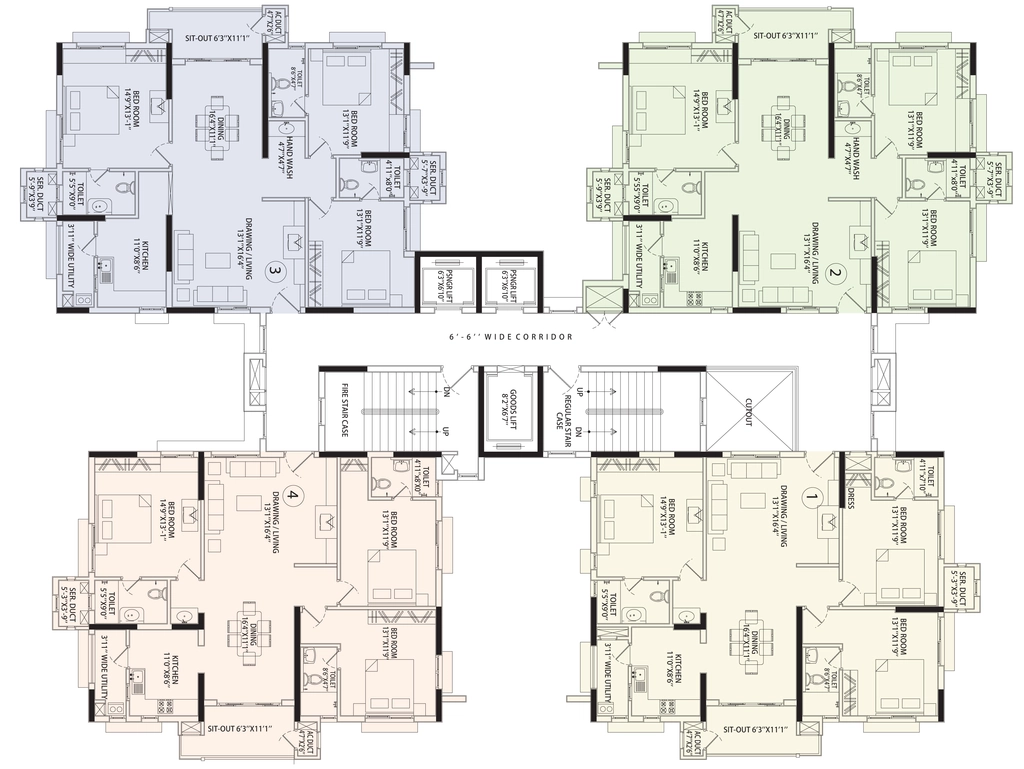 Floor Plan of Aparna Sarovar in Nallagandla, Hyderabad - Image 334330