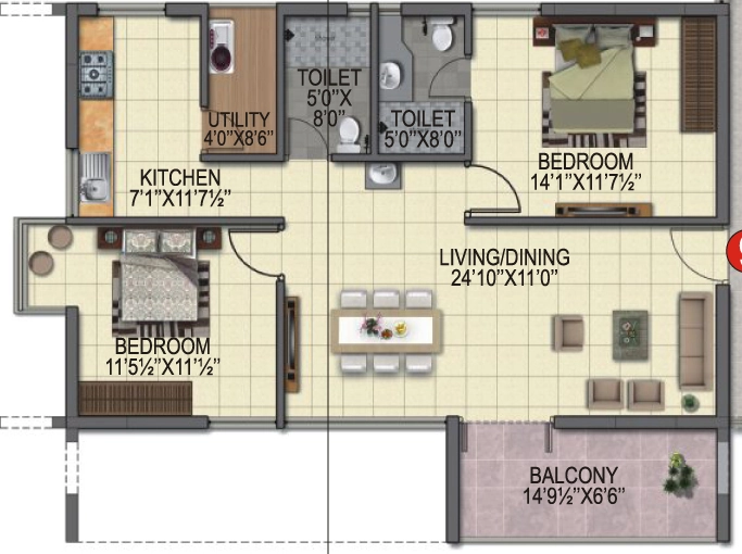 2 BHK Flat in BPR Pearl Celestial in Kokapet, Hyderabad - Image 879515