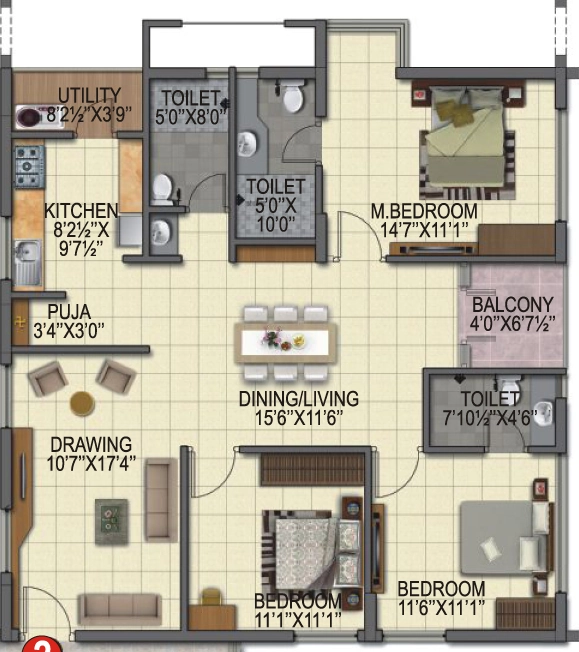 3 BHK Flat in BPR Pearl Celestial in Kokapet, Hyderabad - Image 879517